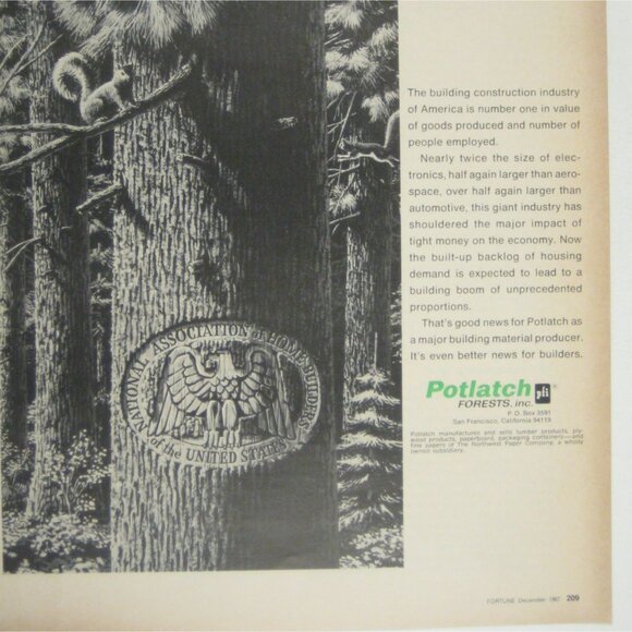 Potlatch Forests Construction Industry Print Ad Vintage 1967 American Builders - Picture 2 of 2